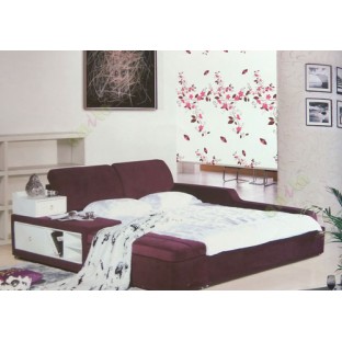 Beautiful natural pink brown white color floral swirls circles tendrils butterfly traditional look roller blind